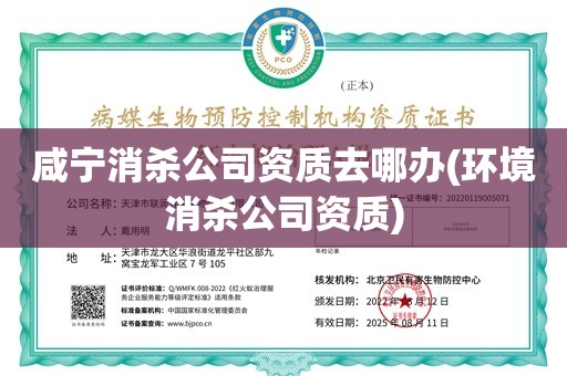 咸宁消杀公司资质去哪办(环境消杀公司资质)